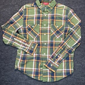 Arizona Jeans Co Flannel Long Sleeve Button Medium Pockets Plaid Shirt Vintage